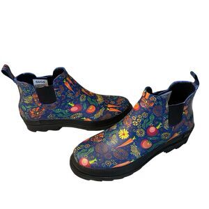 GOGO Women’s Rain Boots Ankle Chelsea Garden Boots Floral Veggie Print Size 8